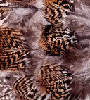 Abat-jour rond en plumes de FAISAN ARGENTÉ