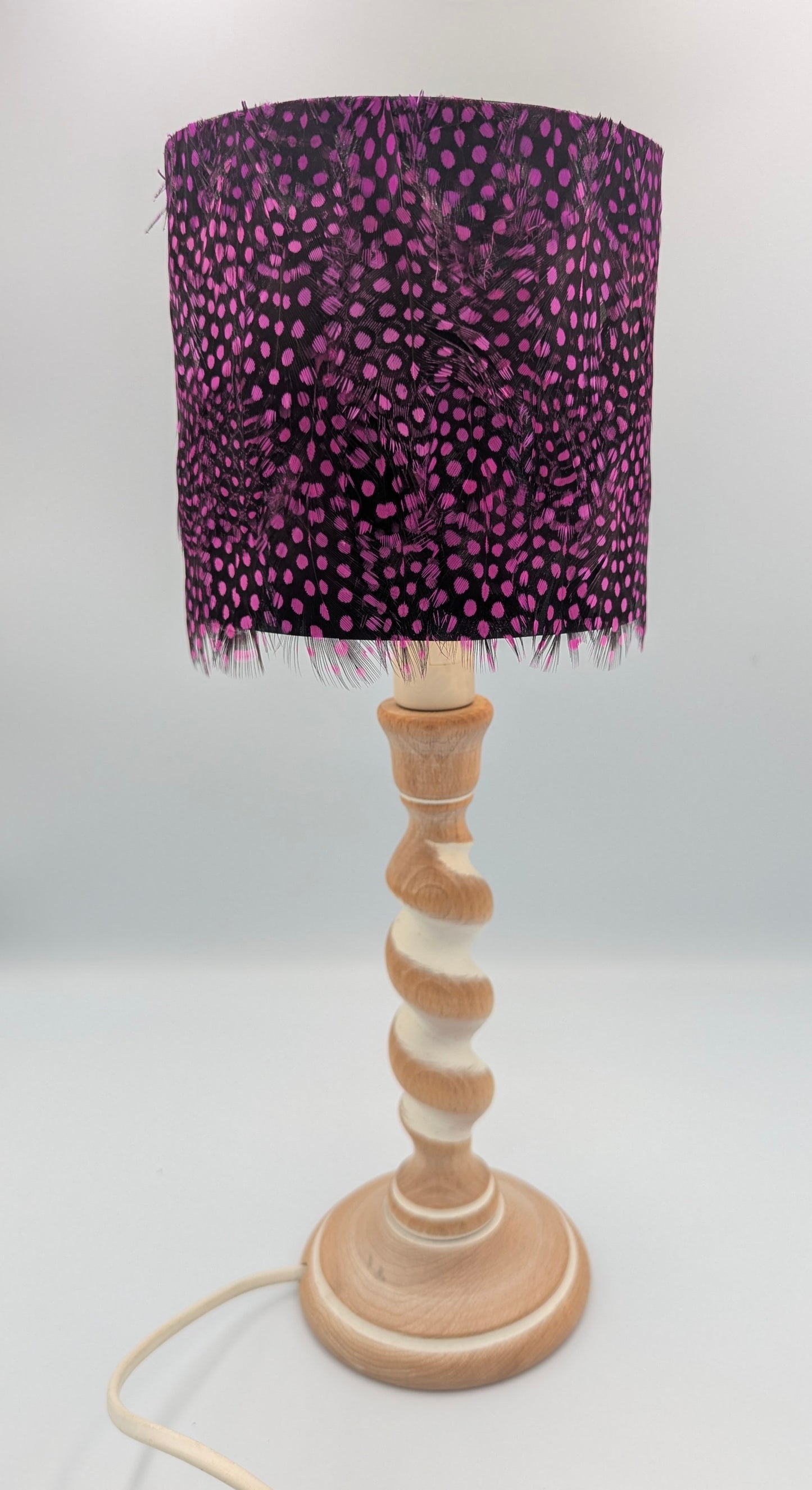 Abat-jour Rond en plumes de PINTADE DE NUMIDIE