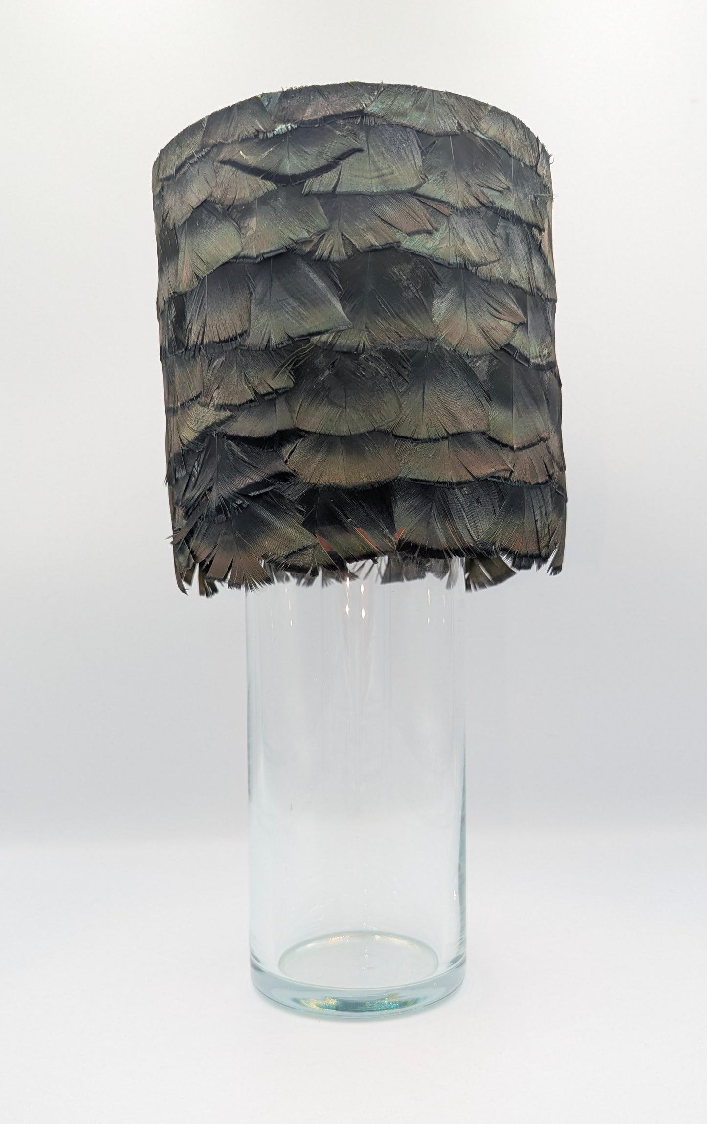 Abat-jour rond en plumes de DINDON BRONZÉ