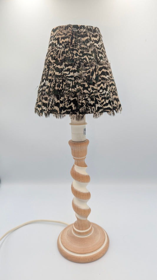 Abat-jour Conique en plumes de Paon Bleu